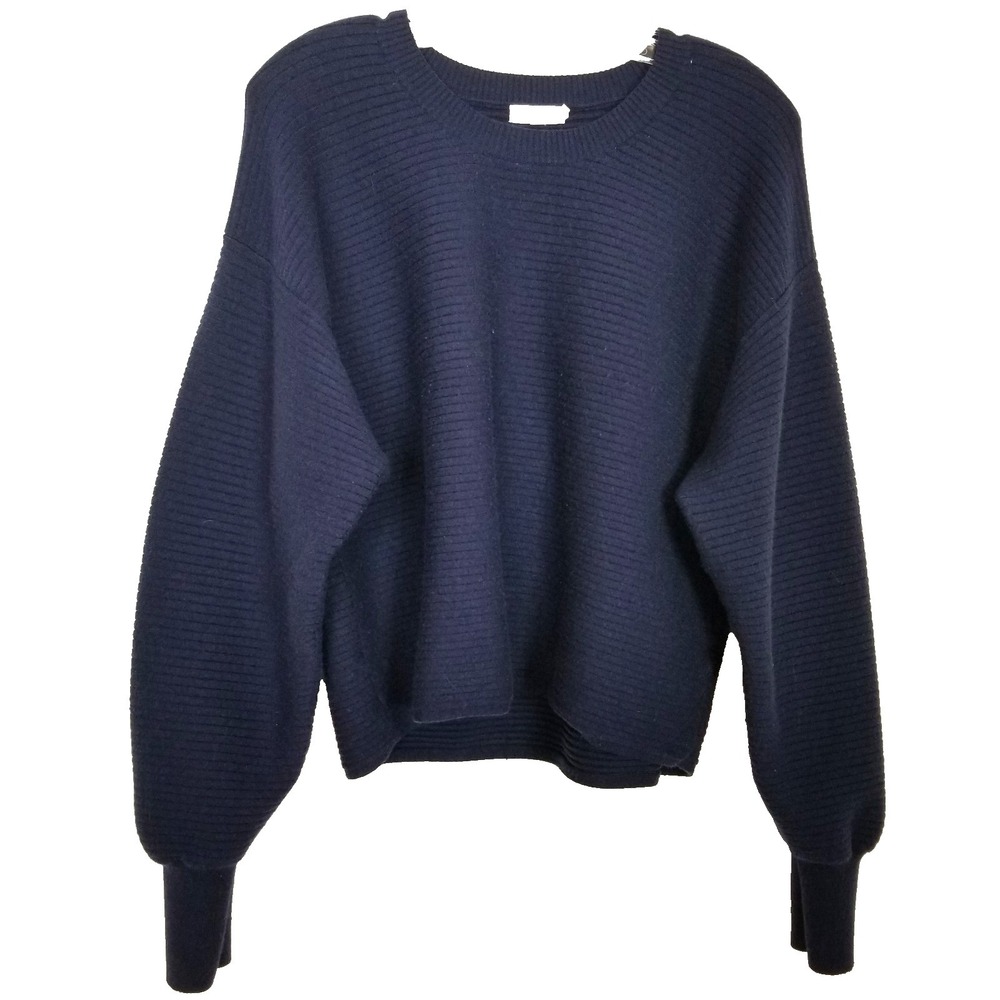 Good American Women Ribbed Pullover Sweater Sz 3 US L Blue Dolman Sleeve Boho